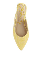 Rag Company yellow flats womens casual travel footwear with pointed toe and slingback design