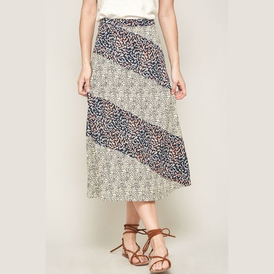 VacationGrabs womens casual vacation skirts with mixed floral patterns and midi length