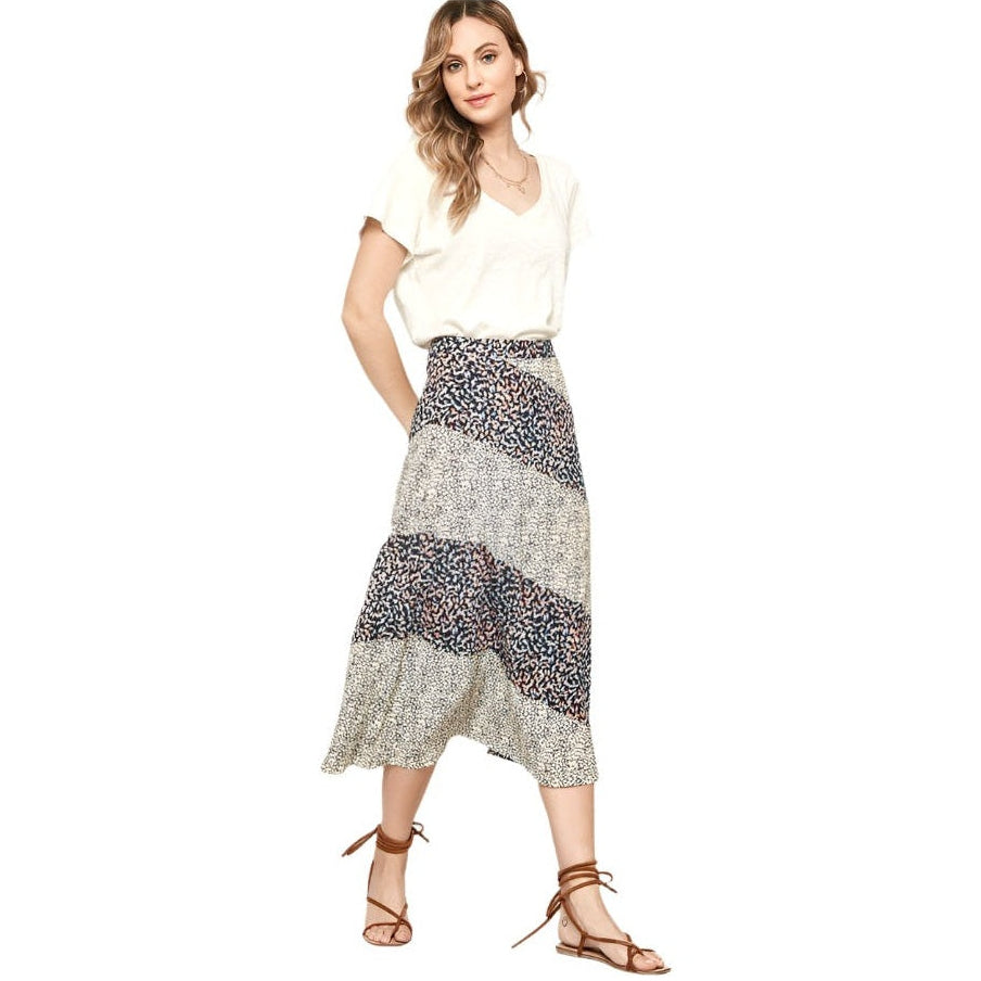 VacationGrabs womens casual vacation skirts with mixed animal print and flowy midi length