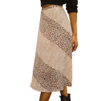 VacationGrabs womens casual vacation skirts with beige and brown floral pattern midi length