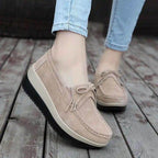 VacationGrabs women's city walking shoes in beige suede for comfortable everyday wear