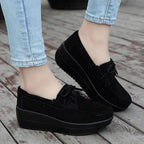 VacationGrabs women's city walking shoes, black suede loafers for casual outings