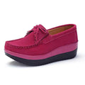 Women's pink suede loafers, perfect city walking shoes