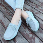 VacationGrabs women's city walking shoes in light blue suede for casual outings