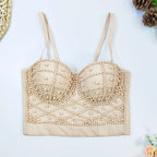 Women's Clubwear Tops, beige, adorned with pearl details for stylish nightlife