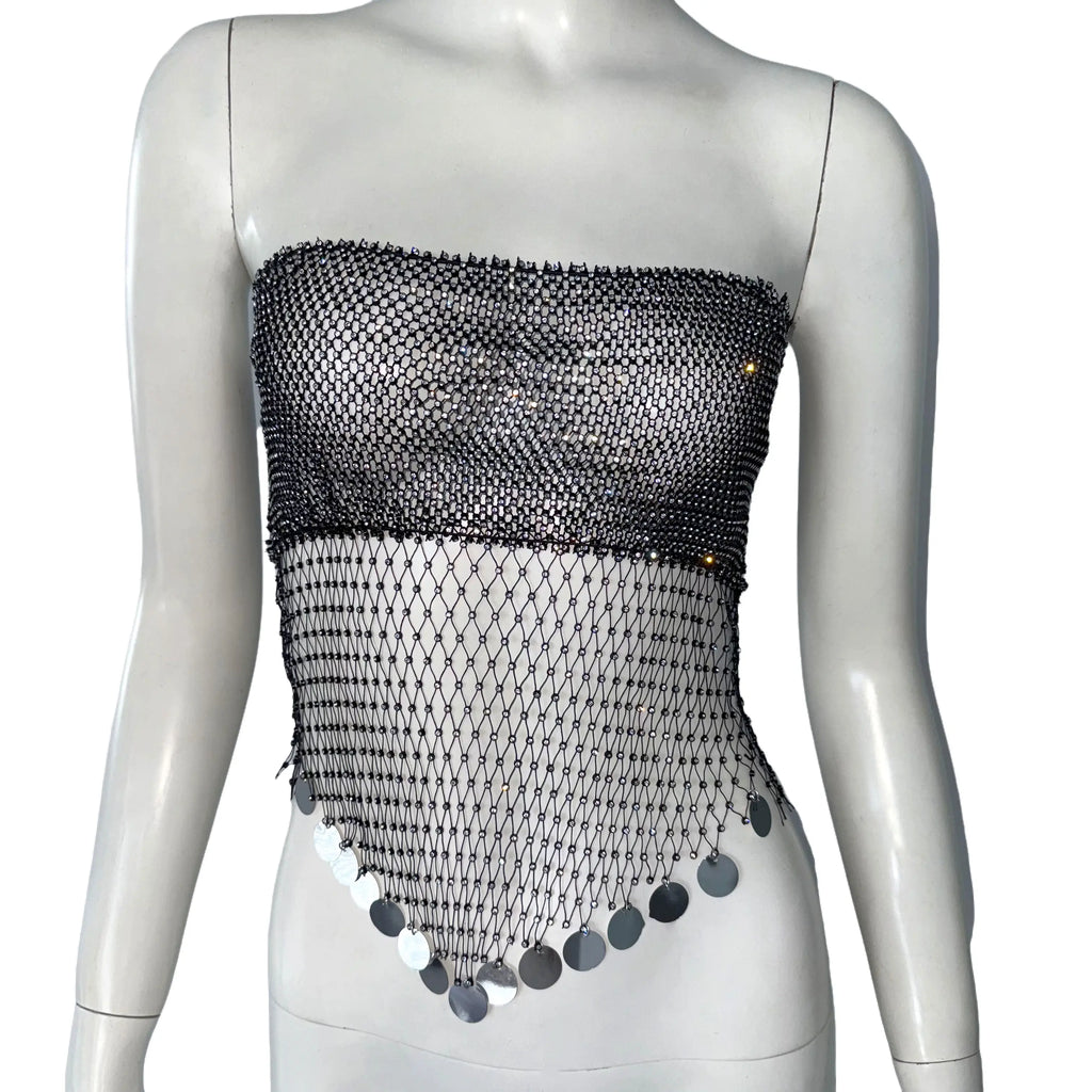 Women's Clubwear Tops in black mesh for stylish nightlife wear