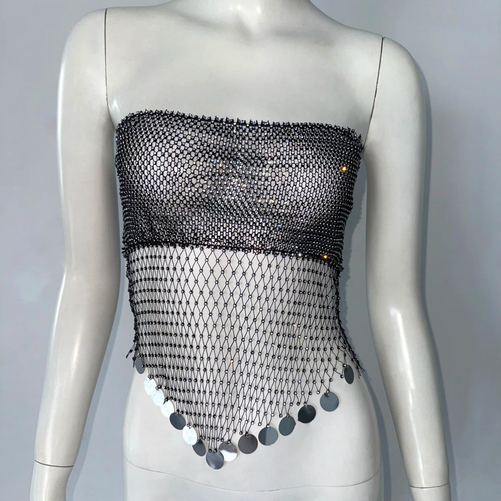 Women's Clubwear Tops, black mesh design, perfect for nighttime outings
