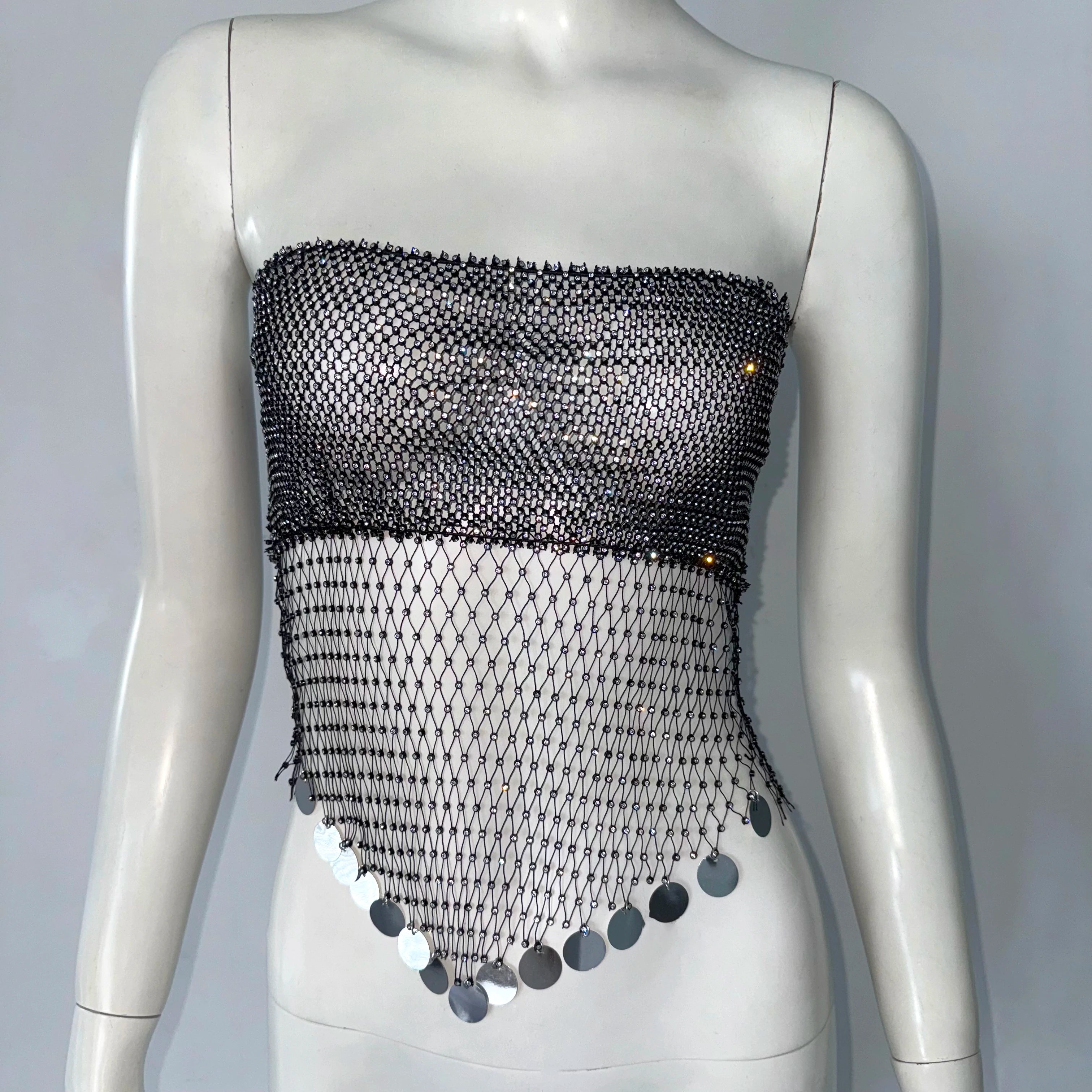 Women's Clubwear Tops, black mesh design, perfect for nighttime outings