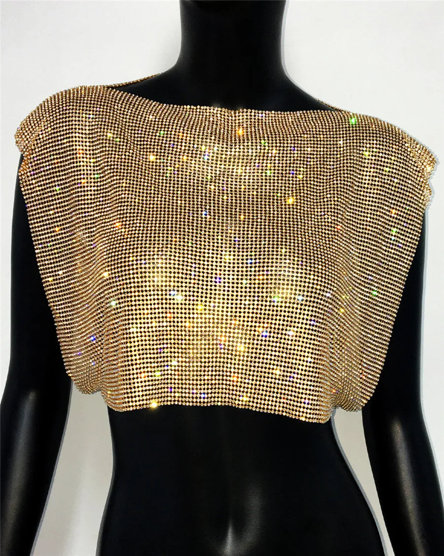 Women's Clubwear Tops in sparkly gold, perfect for nightlife events