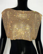 Women's Clubwear Tops in sparkly gold, perfect for nightlife events