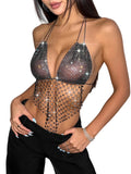 Women's Clubwear Tops with Sparkling Mesh Design
