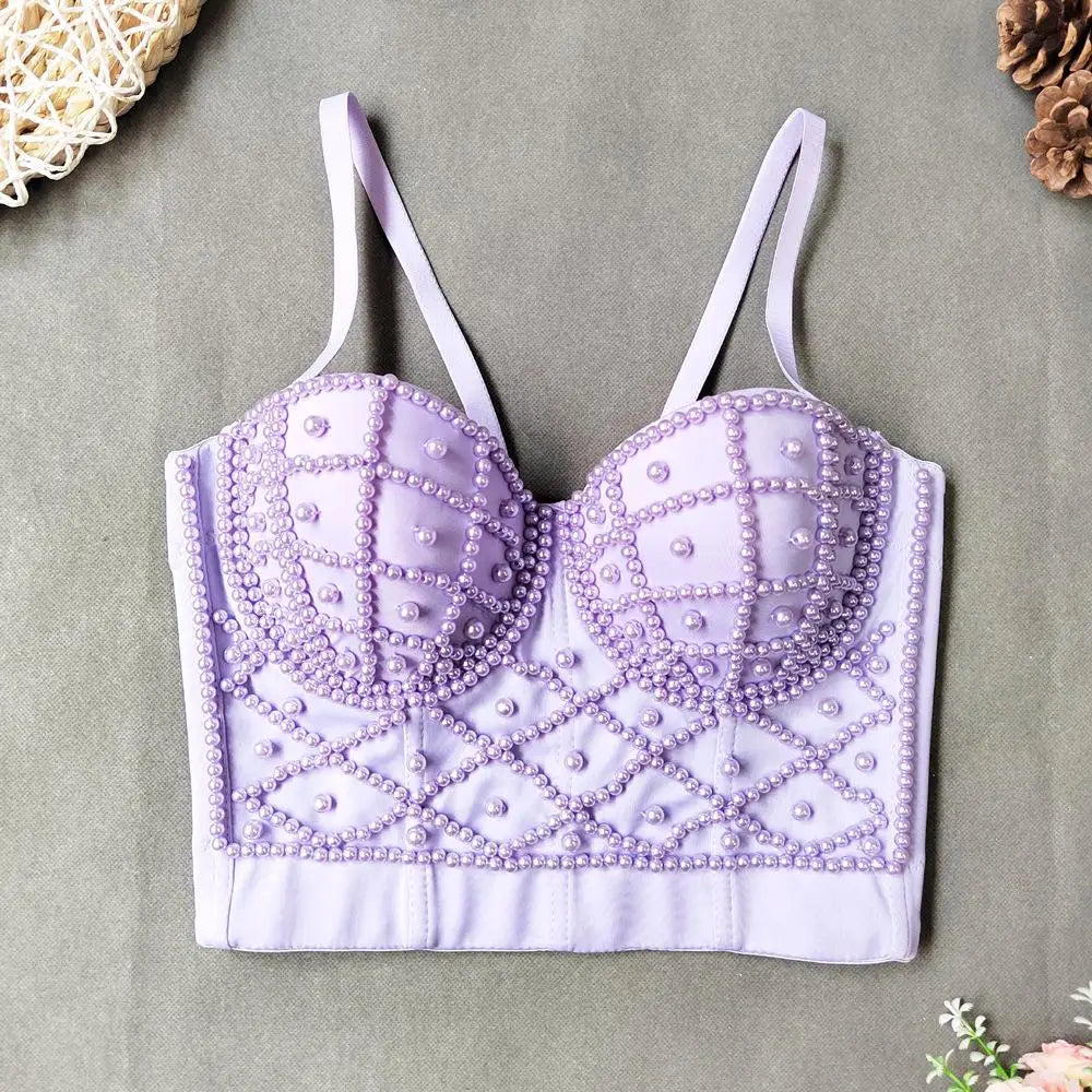 Women's Clubwear Tops in lavender with textured bead design for night outs