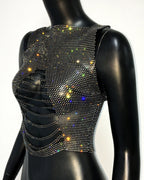 Women's Clubwear Tops, black sequined style for nightlife events