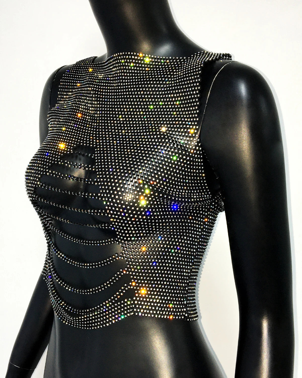 Women's Clubwear Tops, black sequined style for nightlife events