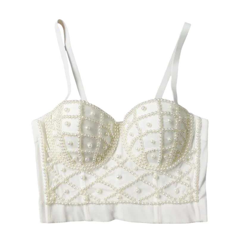 Women's Clubwear Tops - Pink Beaded Corset Style