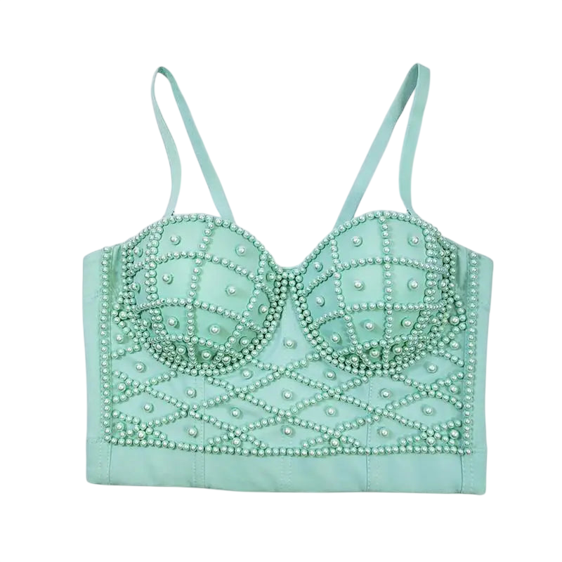 Women's Clubwear Tops - Pink Beaded Corset Style