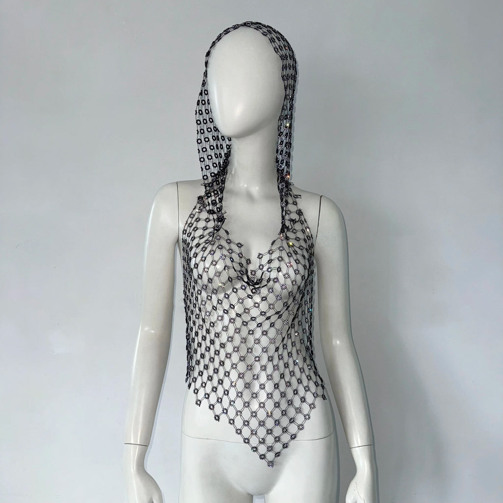 Women's Clubwear Tops in black mesh for trendy nightlife outings