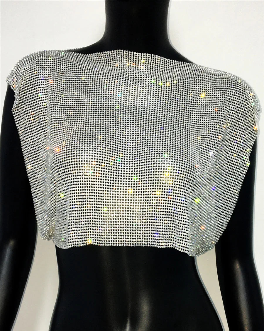 Women's Clubwear Tops in silver mesh for glamorous party outfits
