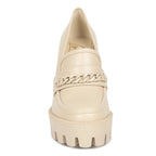 Rag Company womens colorful platform loafers in beige with chunky sole and chain detail