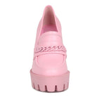 Rag Company womens colorful platform loafers in pink with chunky sole and chain detail