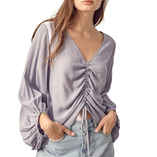 Women's Shirts Womens Contemporary Front Tie Shirring Top