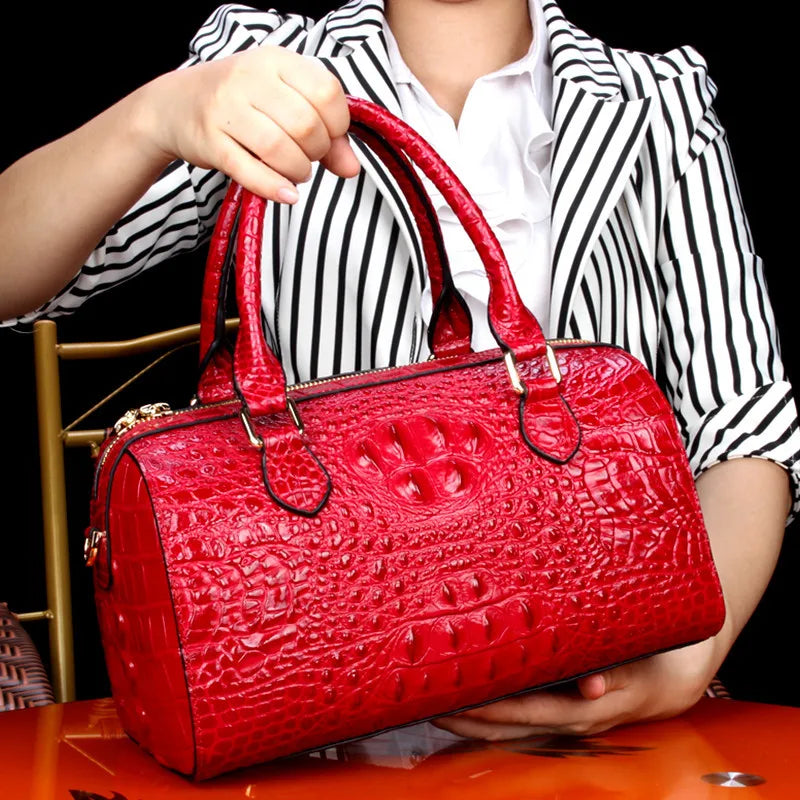 women's crocodile-pattern leather messenger shoulder bag (photo 2 of 10)
