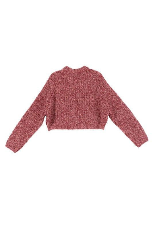 Women's Sweaters Womens Cropped Melange Sweater Top