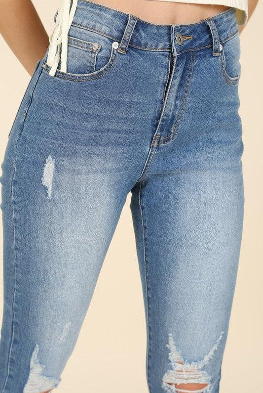 Women's Jeans Womens Dark Wash Distressed Skinny Jeans