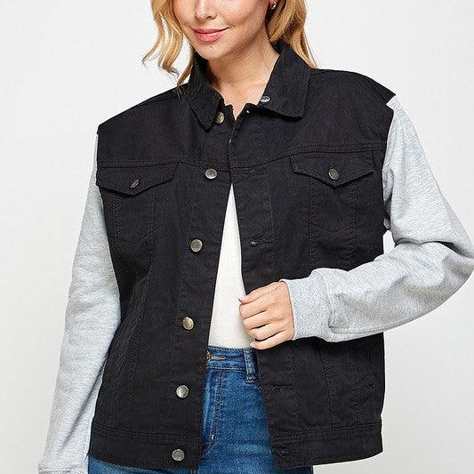 Women's Coats & Jackets Womens Denim Jacket With Fleece Hoodies