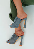 Rag Company women's denim sandals with pouch, stylish high heels