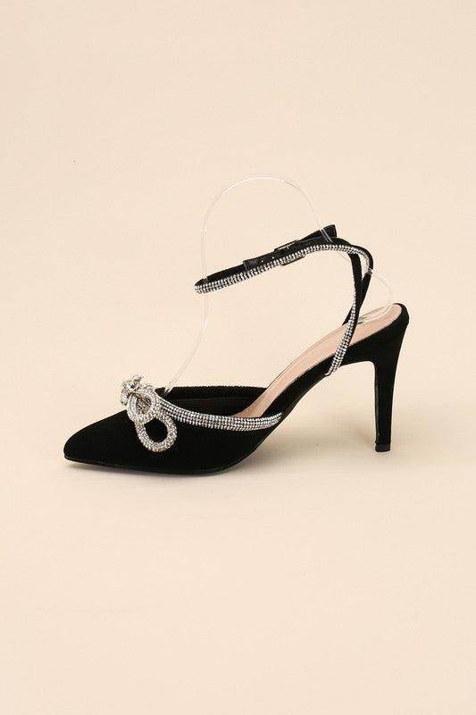 Top Guy Footwear Women's Heels with Rhinestone Decoration for Elegant Womens Dress Shoes