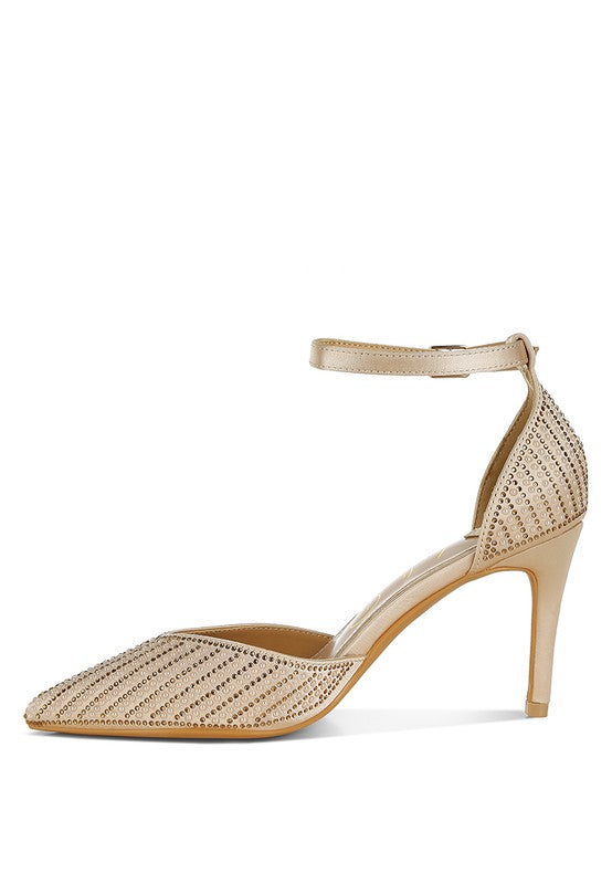 Rag Company women's embellished sandals in beige, perfect for elegant occasions