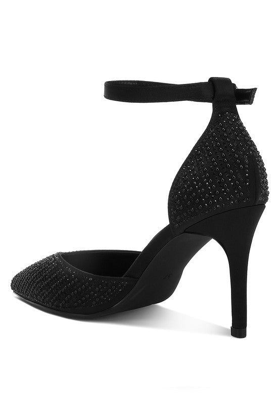 Black women's embellished sandals, perfect for evening events