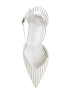 women's embellished sandals in white with sparkling details for special occasions