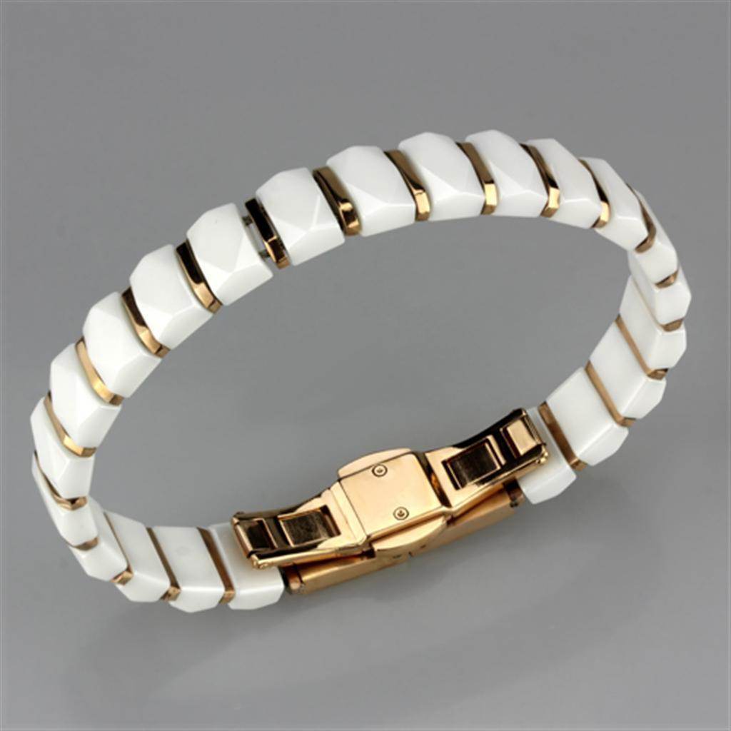 Elegantly designed white and gold women's fashion bracelets for travel with a secure clasp