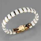 Elegantly designed white and gold women's fashion bracelets for travel with a secure clasp