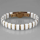 Stylish white and gold women's fashion bracelets for travel, perfect for versatile outfits