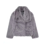 Women's faux fur coat in grey with a stylish and cozy design for winter wear
