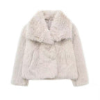 SHOMICOBOUTIQUE Women's Faux Fur Coat in Soft White for Cozy Winter Fashion