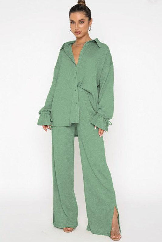 Women's Outfits & Sets Womens Fern Green Two Piece Pant Set