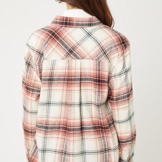 Women's Shirts - Shackets Womens Flannel Top Layering Shacket