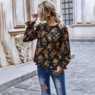 Women's Shirts Womens Floral Print Long Sleeve Blouse Top