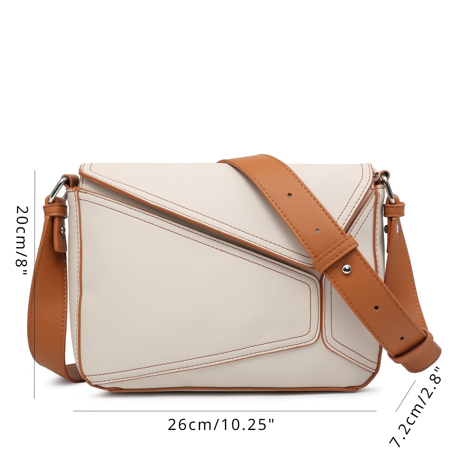 Women's geometrical patchwork crossbody bag with stylish design and adjustable strap for everyday use