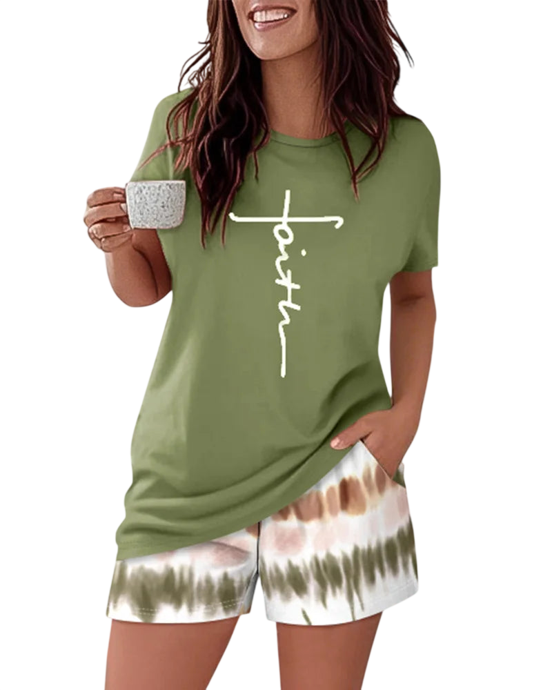 Women's Graphic Sleepwear Set with Faith Design