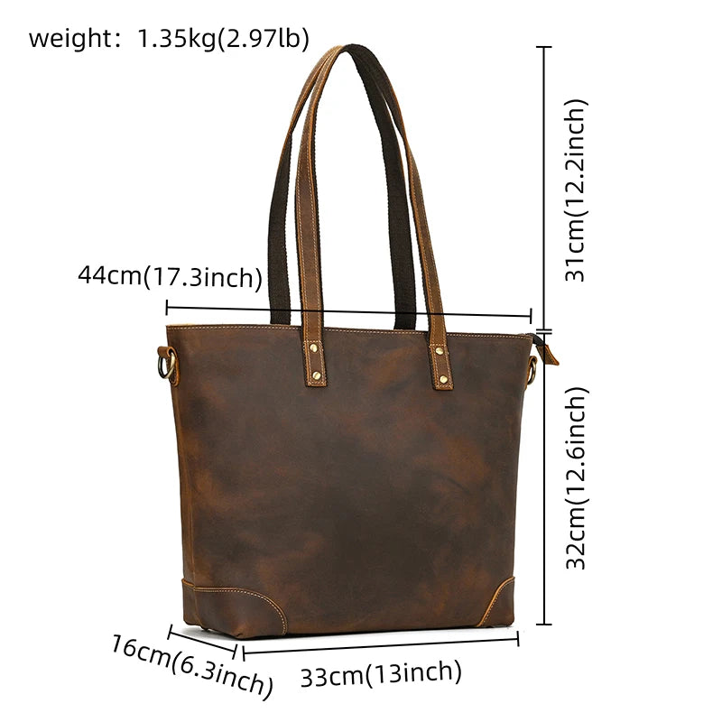 women's handbag tote in brown leather, perfect for daily use