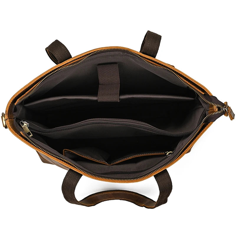 women's handbag tote, brown leather, spacious interior for daily use