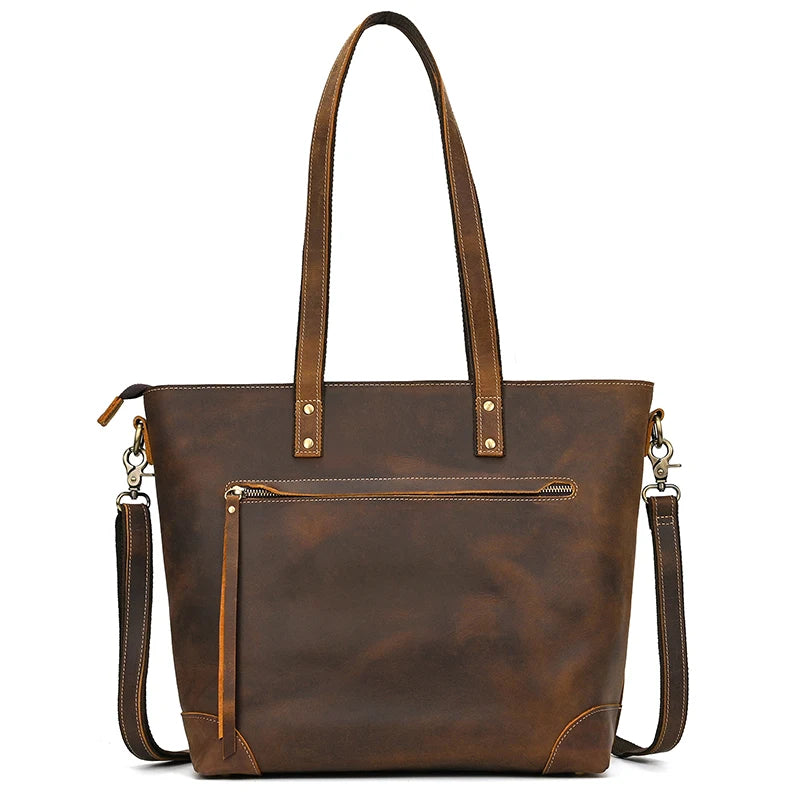 Women's handbag tote in brown leather, stylish for daily use
