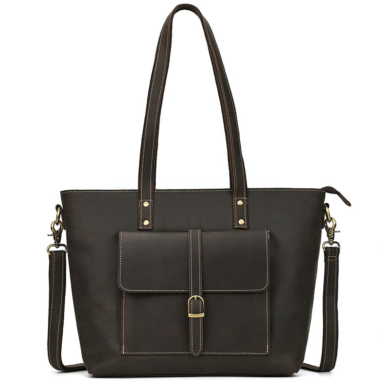Women's handbag tote in brown leather, perfect for daily use