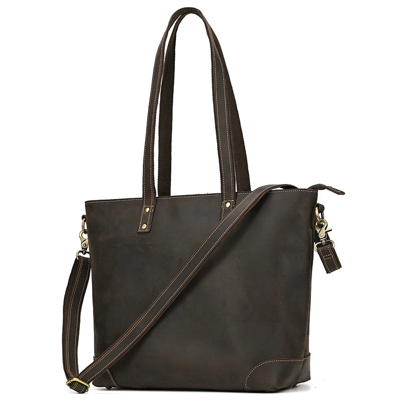 women's handbag tote in brown leather, perfect for everyday use