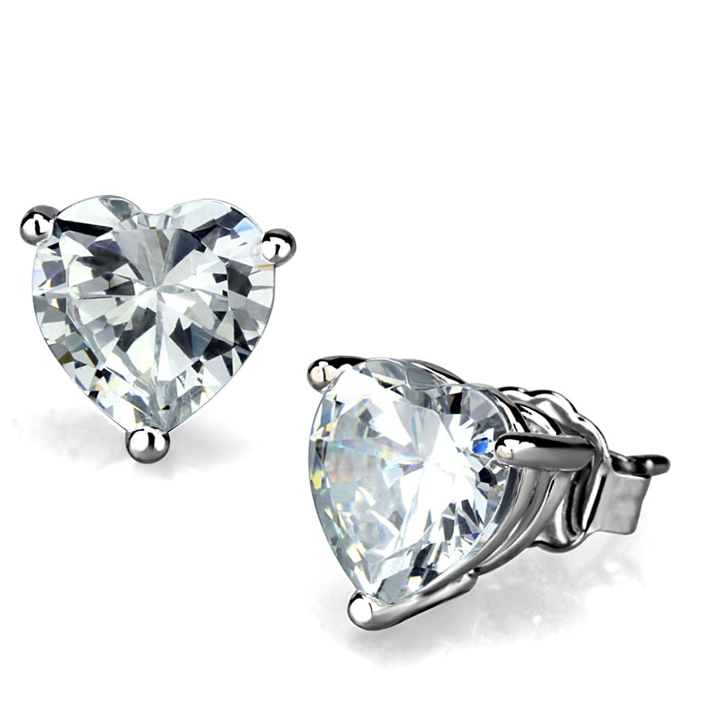 women's heart earrings with sparkling clear crystals for elegant occasions